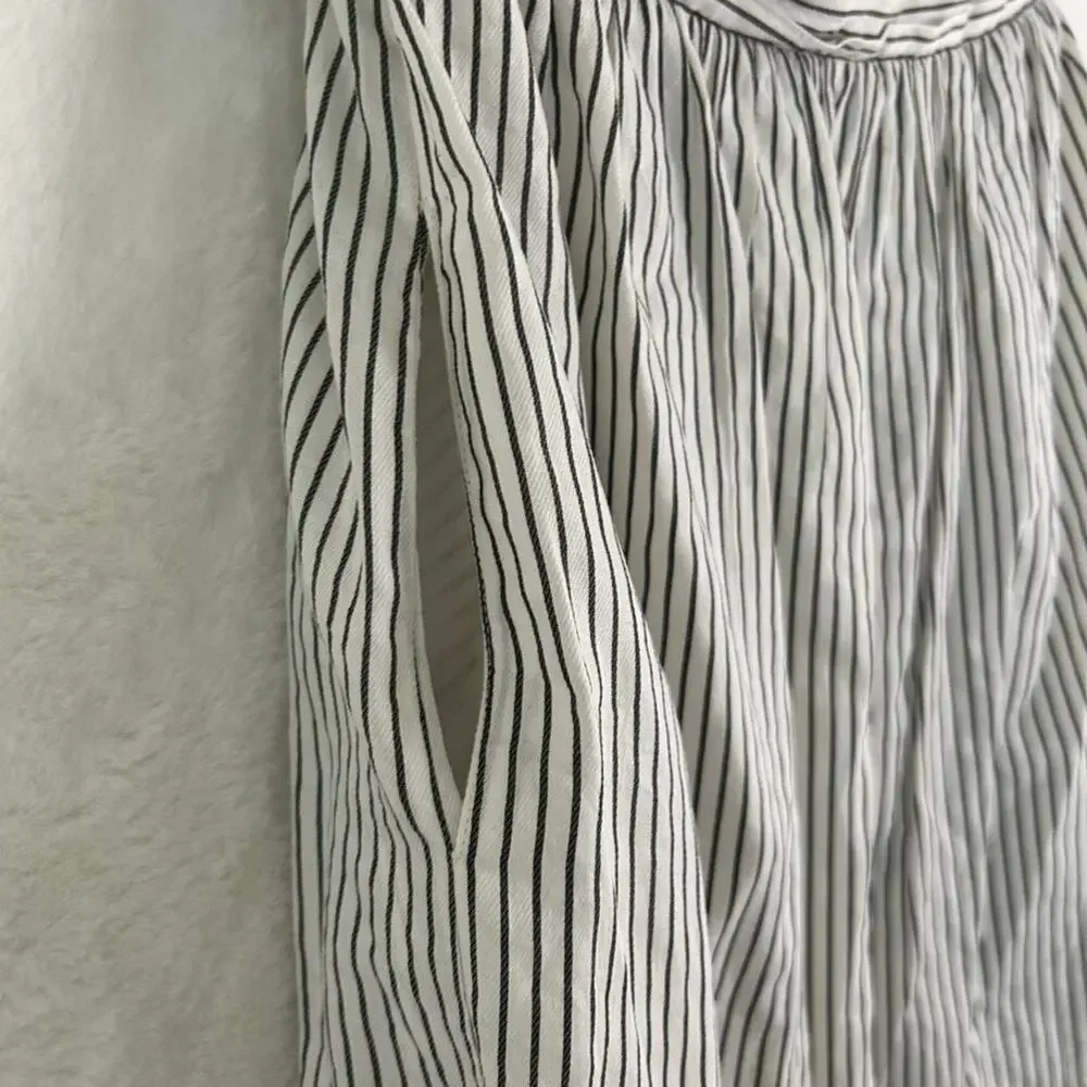 Aryn K Black White Striped Strapless Ruched‎ Mini Dress with Pockets Size Small